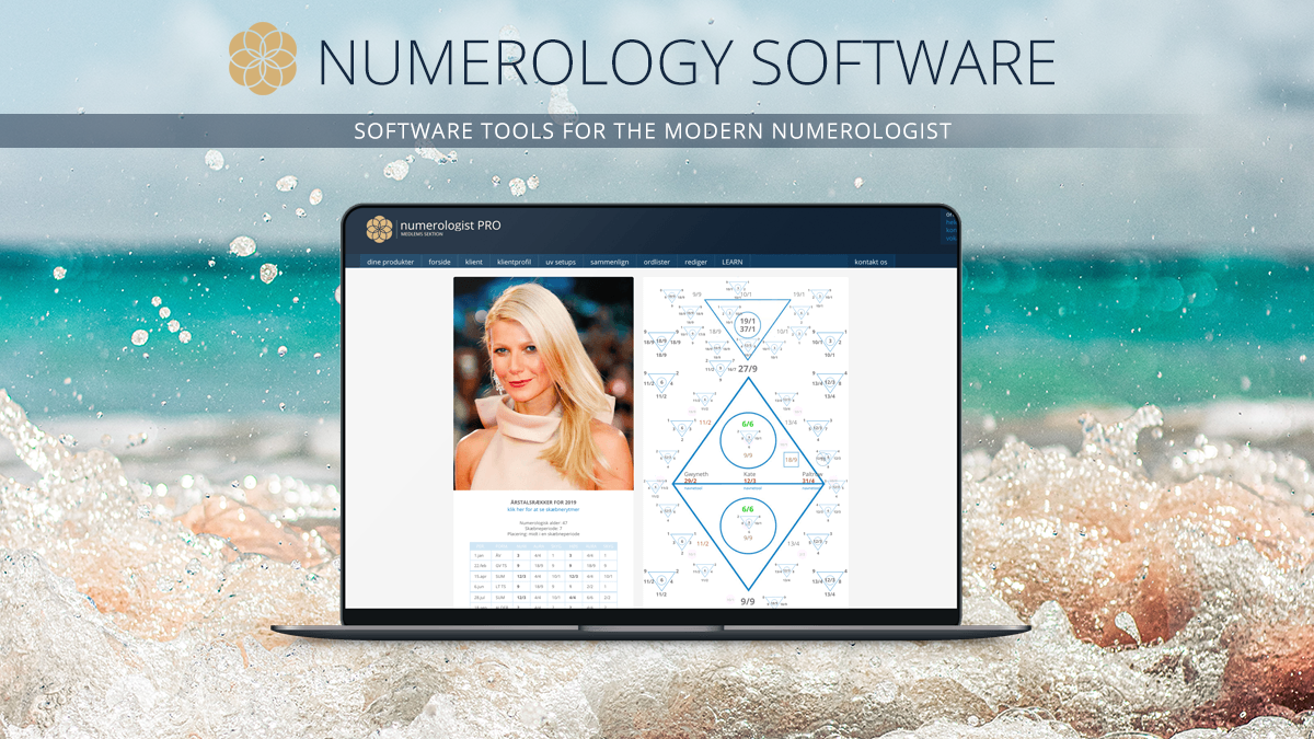 An image showing the Numerology Software interface with various advanced tools, including the 5 major Chaldean numerology charts, astrology charts, personal and global forecasting, relationship tools, business numerology tools, and quiz tools.